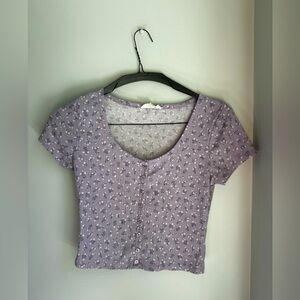 Purple Floral Crop Top